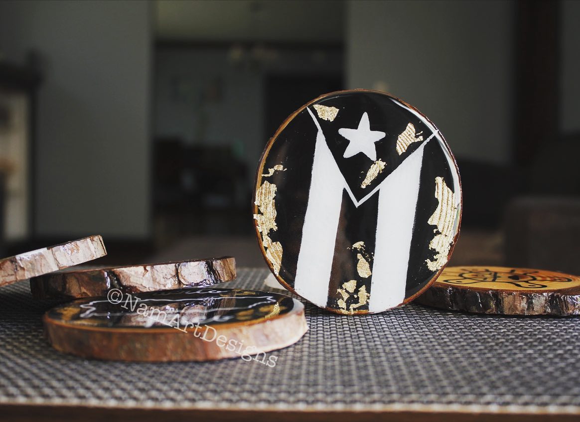 Puerto Rico Coasters Gold, Black – NamArt Designs