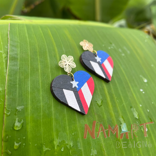 1.2” Mixed Boricua d Corazon Earrings