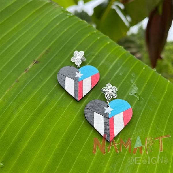 1.2” Mixed Boricua d Corazon Earrings