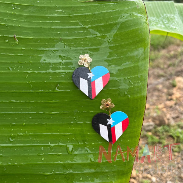 1.2” Mixed Boricua d Corazon Earrings